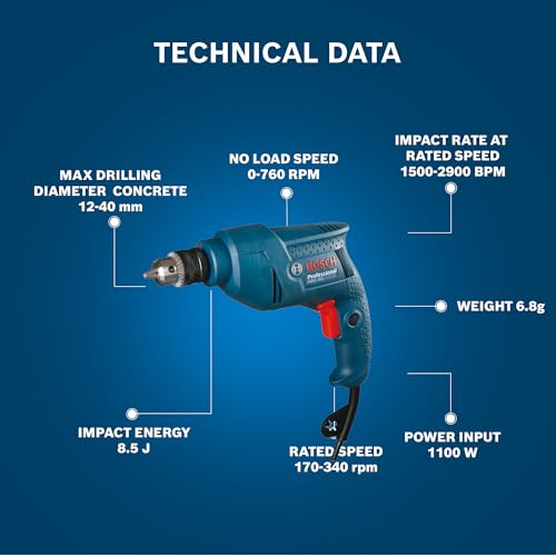 Bosch Gbm 350 Professional Rotary Drill , Wood & Metal Work (350 Watt Blue),Corded Electric, 1 Pack - Image 5