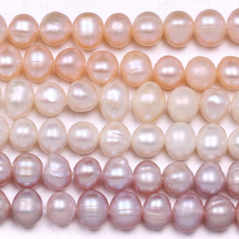 LE SKY Natural Pearl Beads 100% Natural Freshwater Round Pearl Loose Beads (2 Strands) with Hole 6-7mm One Strand 14.2 inch for Jewelry Making Necklace Bracelet Charms - Image 1
