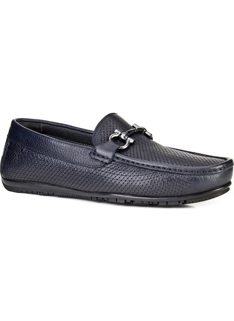 Cabani Men's Laser Detailed Buckle Loafer Casual Shoes 296M823A Navy Blue