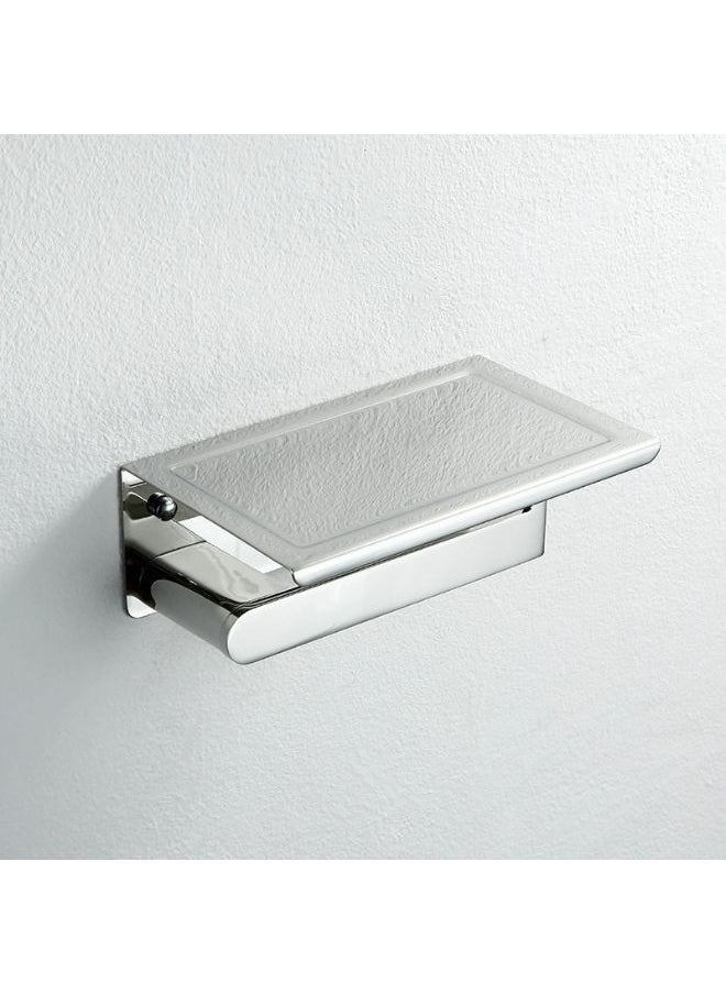 Generic - Chrome 304 Stainless Steel Toilet Paper Holder with Phone Shelf - Image 1