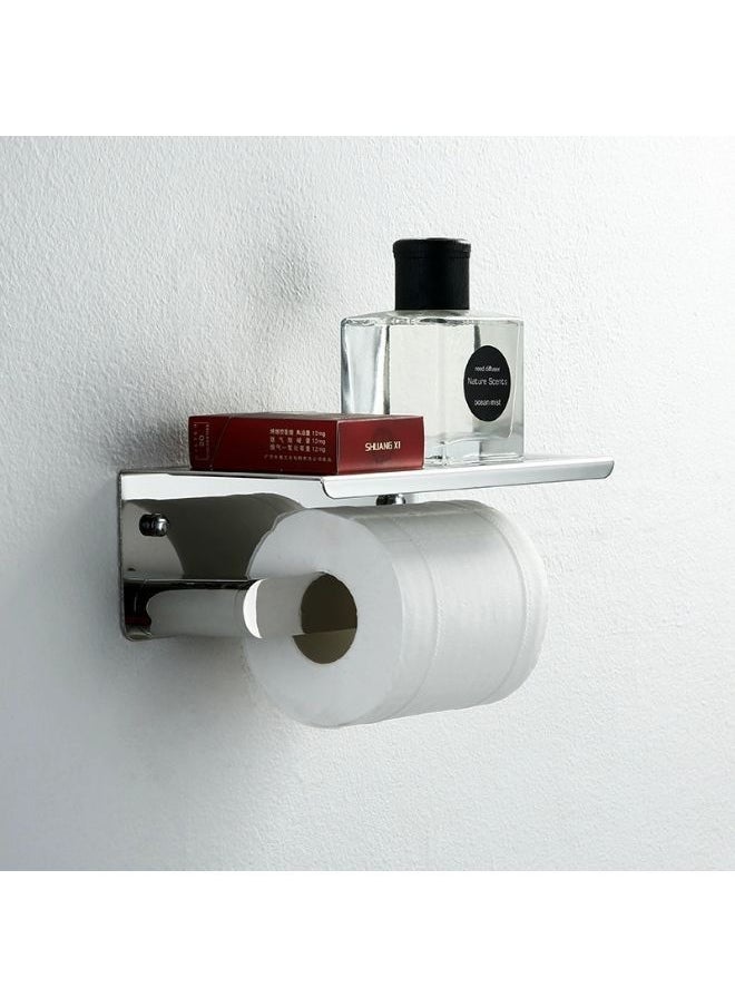 Generic - Chrome 304 Stainless Steel Toilet Paper Holder with Phone Shelf - Image 1