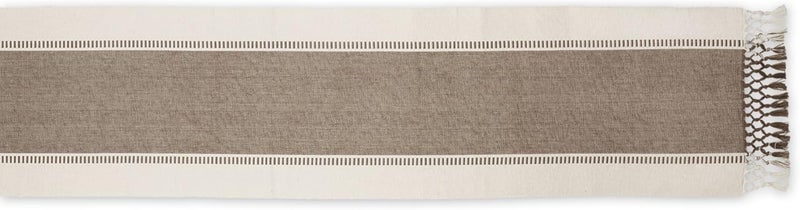 DII Dobby Stripe Woven Table Runner, 13x108 (13x113.5, Fringe Included), Brown - Image 2