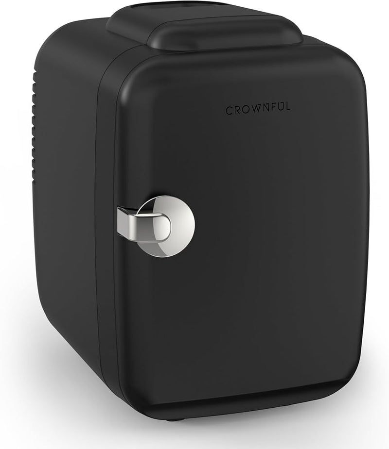 CROWNFUL Mini Fridge, 4 Liter 6 Can Portable Cooler and Warmer, Personal Fridge for Skin Care, Cosmetics, Food, Great for Bedroom, Office, Car, Dorm, ETL Listed (Black) - Image 1