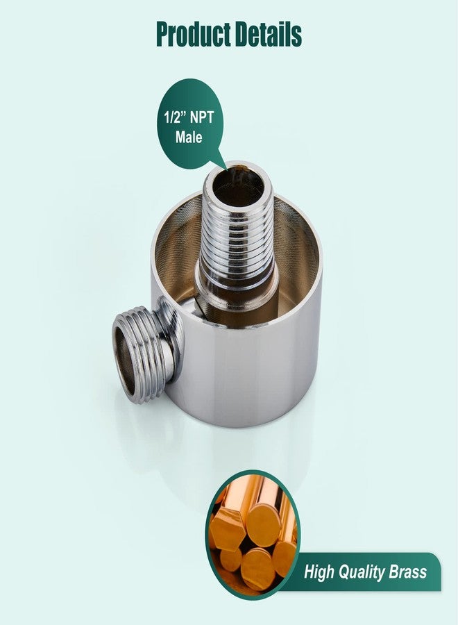 Heyalan Brass Round Handheld Shower Wall Supply Elbow Polished Chrome Wall Mount Hose Connector for Shower Handheld Without Shower Hand and Hose Wall Elbow for Hand Shower - Image 5