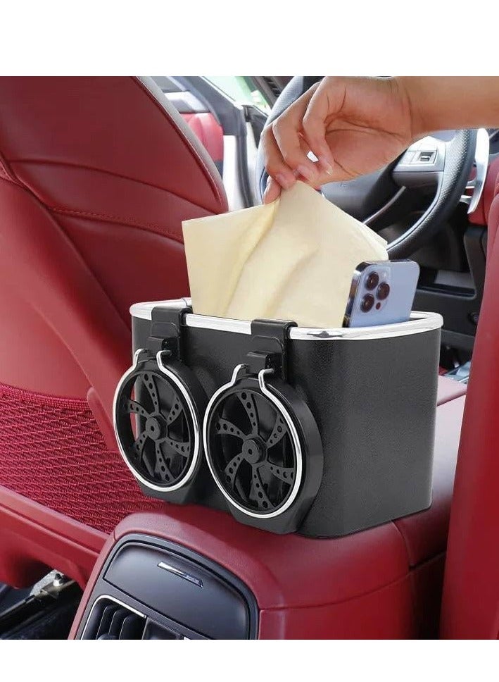 Multifunctional 3-in-1 car organizer: double cup holder, tissue box, and phone case for phones and small items - Image 1