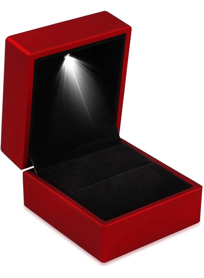 The Bros Light LED Rings Box Jewelry Box Earrings Pendant Ring Gift Box Engagement Wedding Ring Boxes Jewelry Display Packaging Organizer Case (Rings Box)  - Image 1