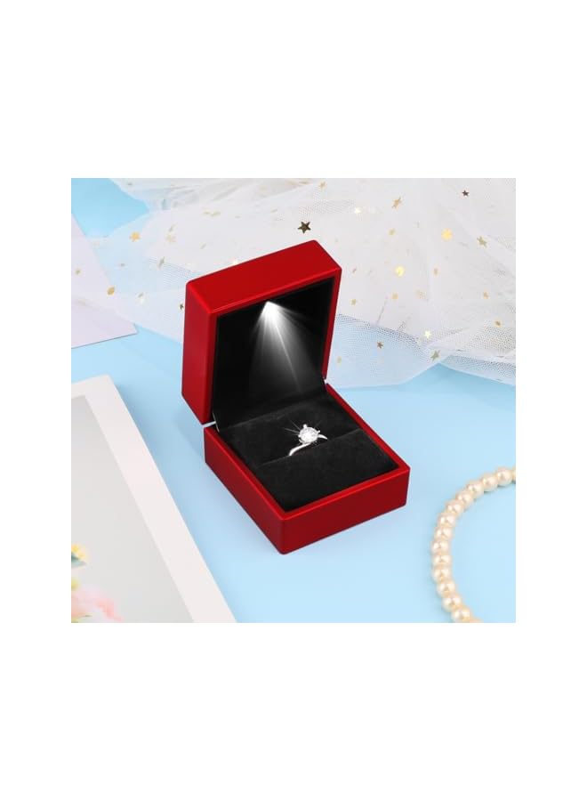 The Bros Light LED Rings Box Jewelry Box Earrings Pendant Ring Gift Box Engagement Wedding Ring Boxes Jewelry Display Packaging Organizer Case (Rings Box)  - Image 2
