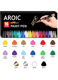 AROIC Paint Pens Paint Markers 16 Colors Oil Based Waterproof Paint Marker Pen Set On Rock Wood Fabric Metal Plastic Glass Canvas Mugs Waterproof Diy Craft And More  - Image 2