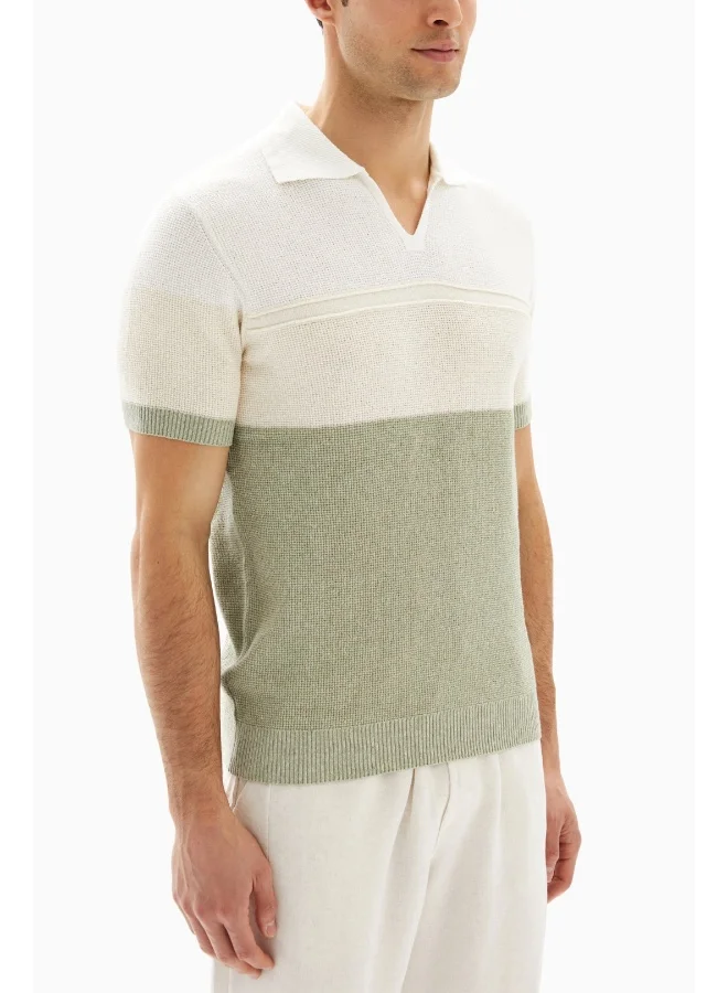 Wecre8 White/Green V-neck Polo Shirt