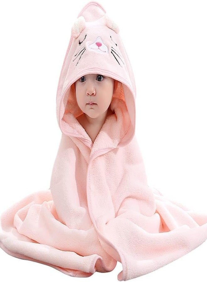 CUTEABLY مناشف أطفال لطيفة للغاية بغطاء رأس، بتصميم حيواني فريد للأولاد والبنات (وردي) - Image 1