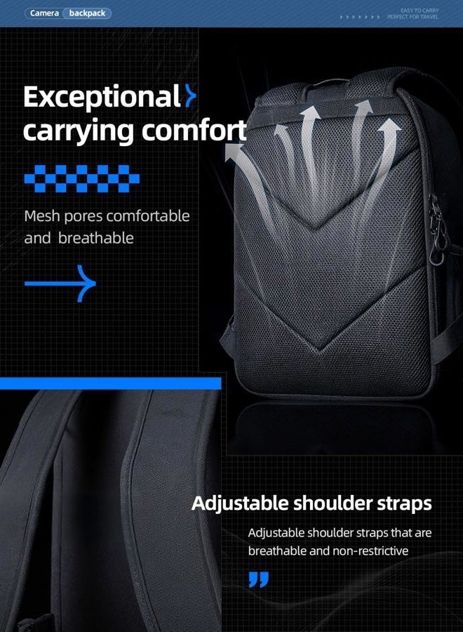 llano Camera Backpack for DSLR/SLR/Mirrorless – Water-Resistant Photography Bag with Laptop Slot & Tripod Holder, Compact Case for Canon/Nikon/Sony, Travel & Outdoor,Medium 10L Capacity, Black - Image 5