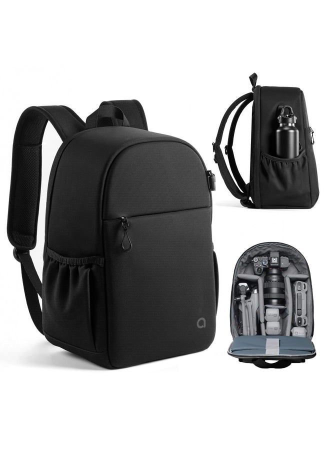 llano Camera Backpack for DSLR/SLR/Mirrorless – Water-Resistant Photography Bag with Laptop Slot & Tripod Holder, Compact Case for Canon/Nikon/Sony, Travel & Outdoor,Medium 10L Capacity, Black - Image 1