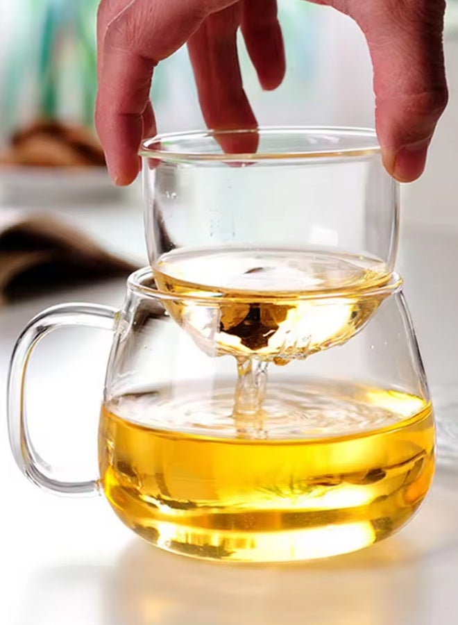 كأس الشاي الزجاجي مع رضع وليد، 12 كأس شاي زجاجي مع ستراينر، كوب شاي أوراق الشجر لواحد، أكواب شاي زجاجية بوروسيليكات خالية من الرصاص، مقاومة الحرارة، الميكروويف وغسالة الأطباق آمنة - Image 2