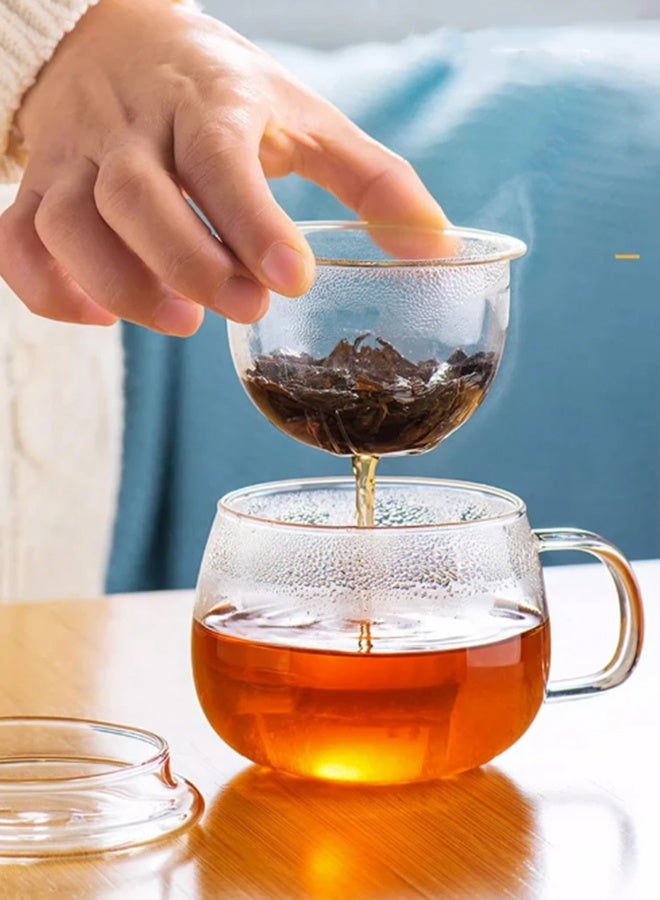 كأس الشاي الزجاجي مع رضع وليد، 12 كأس شاي زجاجي مع ستراينر، كوب شاي أوراق الشجر لواحد، أكواب شاي زجاجية بوروسيليكات خالية من الرصاص، مقاومة الحرارة، الميكروويف وغسالة الأطباق آمنة - Image 1