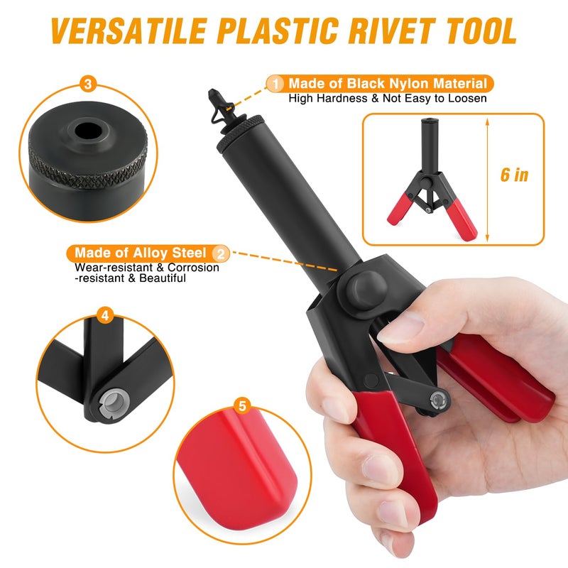 GOOACC 82Pcs Plastic Rivet Gun Set with Fastener Remover Pop Rivet Assortment - for All Plastic Rivets Safe Metal or Plastic Clips Removal for Installing and Removing Car Door Upholstery - Image 4