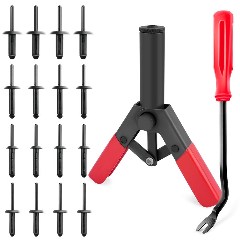 GOOACC 82Pcs Plastic Rivet Gun Set with Fastener Remover Pop Rivet Assortment - for All Plastic Rivets Safe Metal or Plastic Clips Removal for Installing and Removing Car Door Upholstery - Image 1