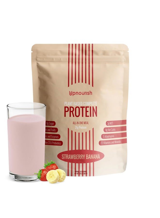 UpNourish Strawberry Banana Vegan Protein Powder 54 Superfoods Powder,1.5 Billion CFU Probiotics 21g Plant Based Protein,No Sugar No Dairy No GMO Dairy Free,Meal Replacement Shake Keto-Friendly - Image 1