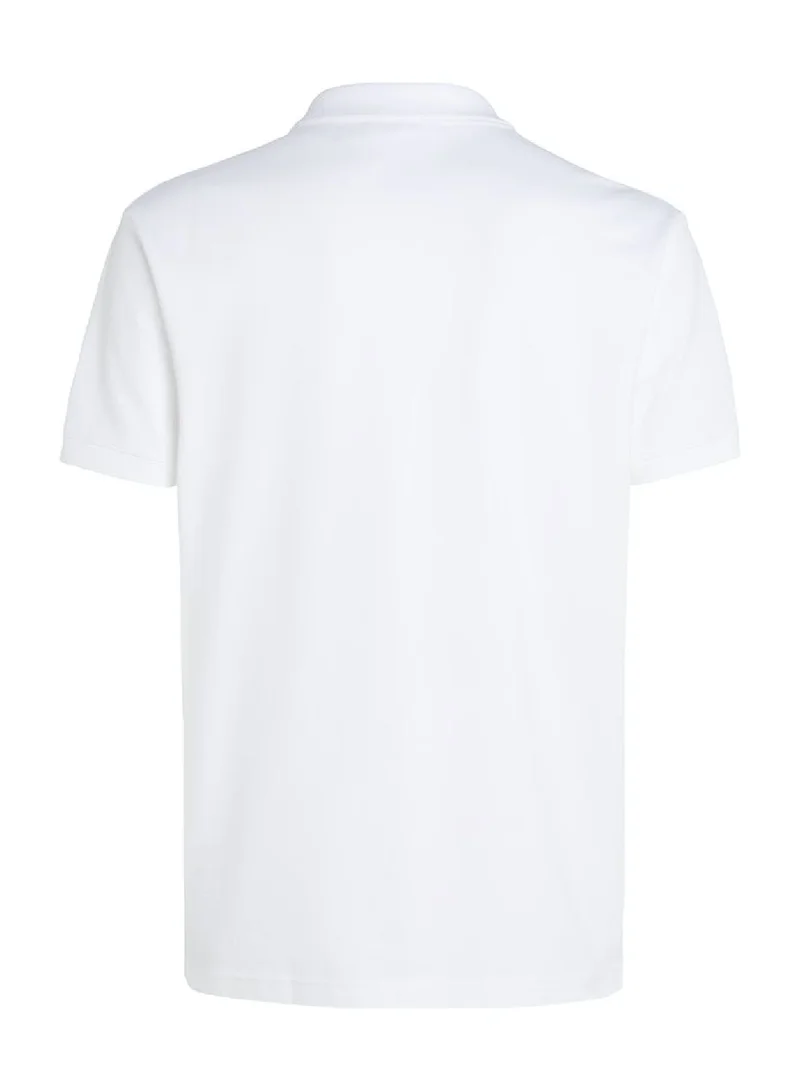 Calvin Klein Jeans Men's Monogram Logo Short Sleeve Polo - Cotton, White