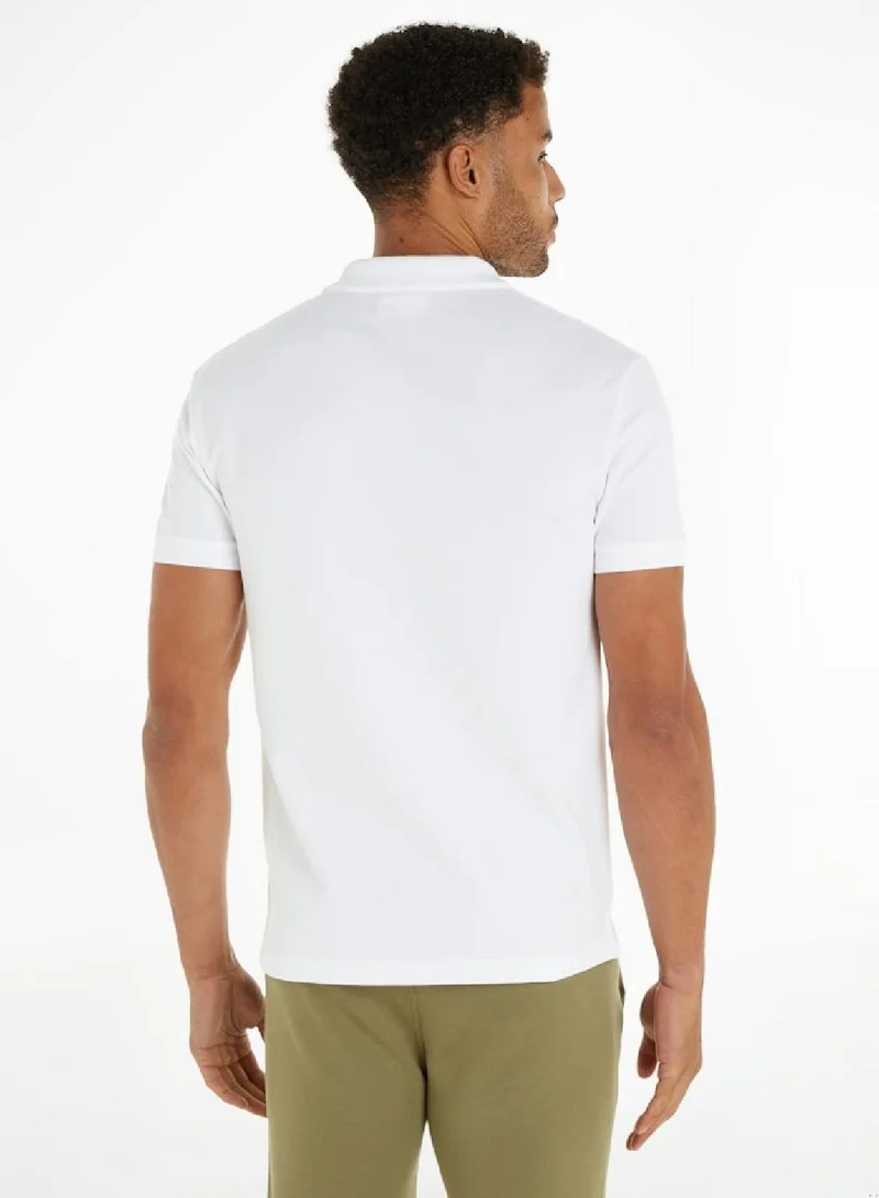 Calvin Klein Jeans Men's Monogram Logo Short Sleeve Polo - Cotton, White