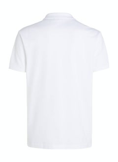 CALVIN KLEIN Men's Monogram Logo Short Sleeve Polo - Cotton, White  - Image 4