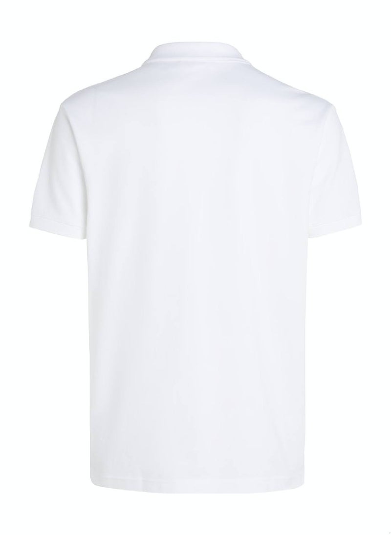 CALVIN KLEIN Men's Monogram Logo Short Sleeve Polo - Cotton, White  - Image 4