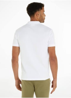 CALVIN KLEIN Men's Monogram Logo Short Sleeve Polo - Cotton, White  - Image 3