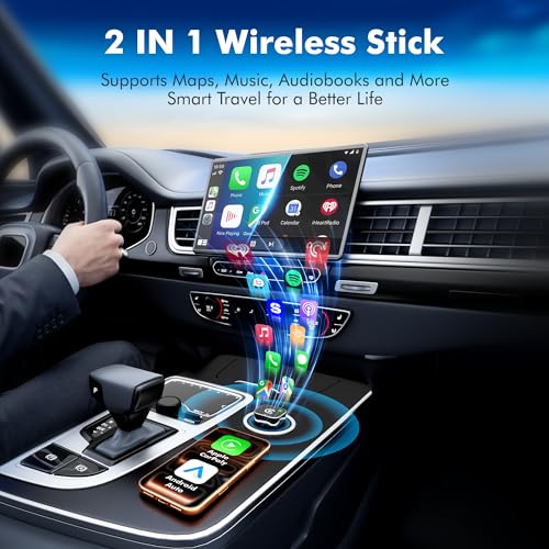 WATSABRO 2026 Upgraded 2-in-1 Wireless CarPlay Adapter for iPhone & Android Auto, Plug and Play, Convert Wired to Wireless, Fast Auto-Connect & No Latency, USB-A/USB-C for 98% Factory Wired Cars - Image 2