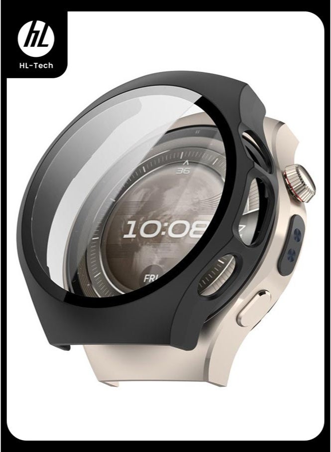 HL-Tech Huawei Watch 5 46mm Case Hard PC Case with Tempered Glass Screen Protectors Full Protective Cover(46mm, Black) - Image 1