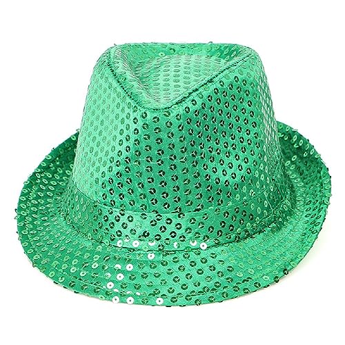 Ankelesz Sequin Hat for Man and Women,Western Sequin Fedora Hat Bling Dance Hats (Green) - Image 1