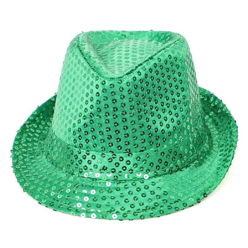 Ankelesz Sequin Hat for Man and Women,Western Sequin Fedora Hat Bling Dance Hats (Green) - Image 5