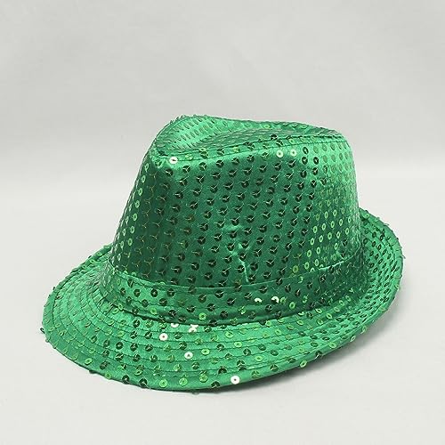 Ankelesz Sequin Hat for Man and Women,Western Sequin Fedora Hat Bling Dance Hats (Green) - Image 2