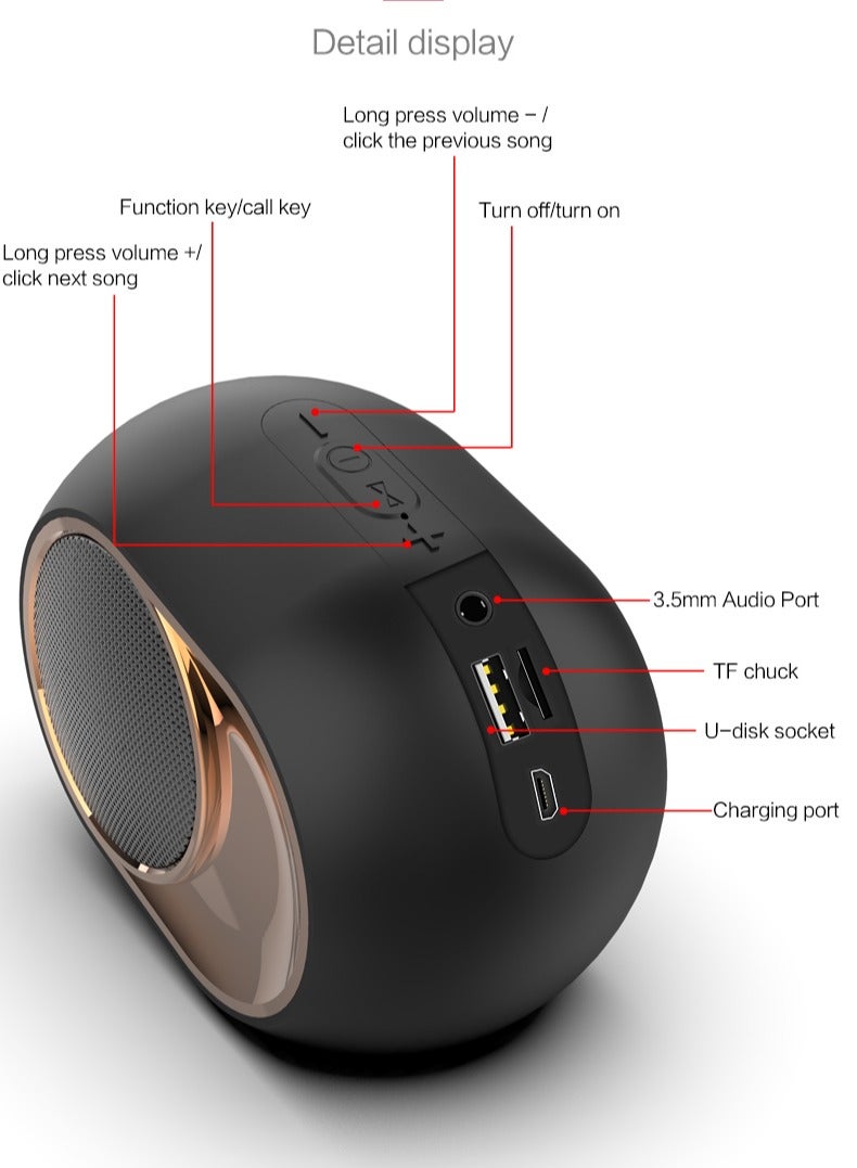 X6 Portable Wireless Speaker - Deep Bass, TWS Stereo, Built-In Mic for Calls - FM Radio, TF Card, USB Playback - Ideal for Travel and Outdoor Use