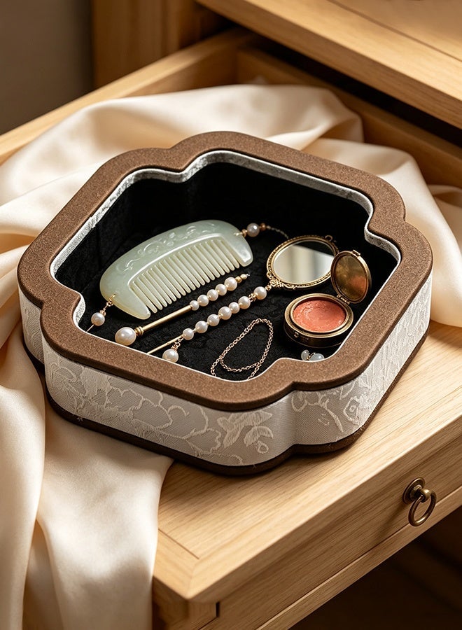 Luxury Chinese Vintage Jewelry Display Stand,Jewelry Storage Tray,Storage Boxes Multi-Function Countertop Showcase Tray for Ring, Bracelet & Earring,Jade - Image 3