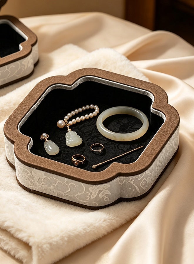 Luxury Chinese Vintage Jewelry Display Stand,Jewelry Storage Tray,Storage Boxes Multi-Function Countertop Showcase Tray for Ring, Bracelet & Earring,Jade - Image 1