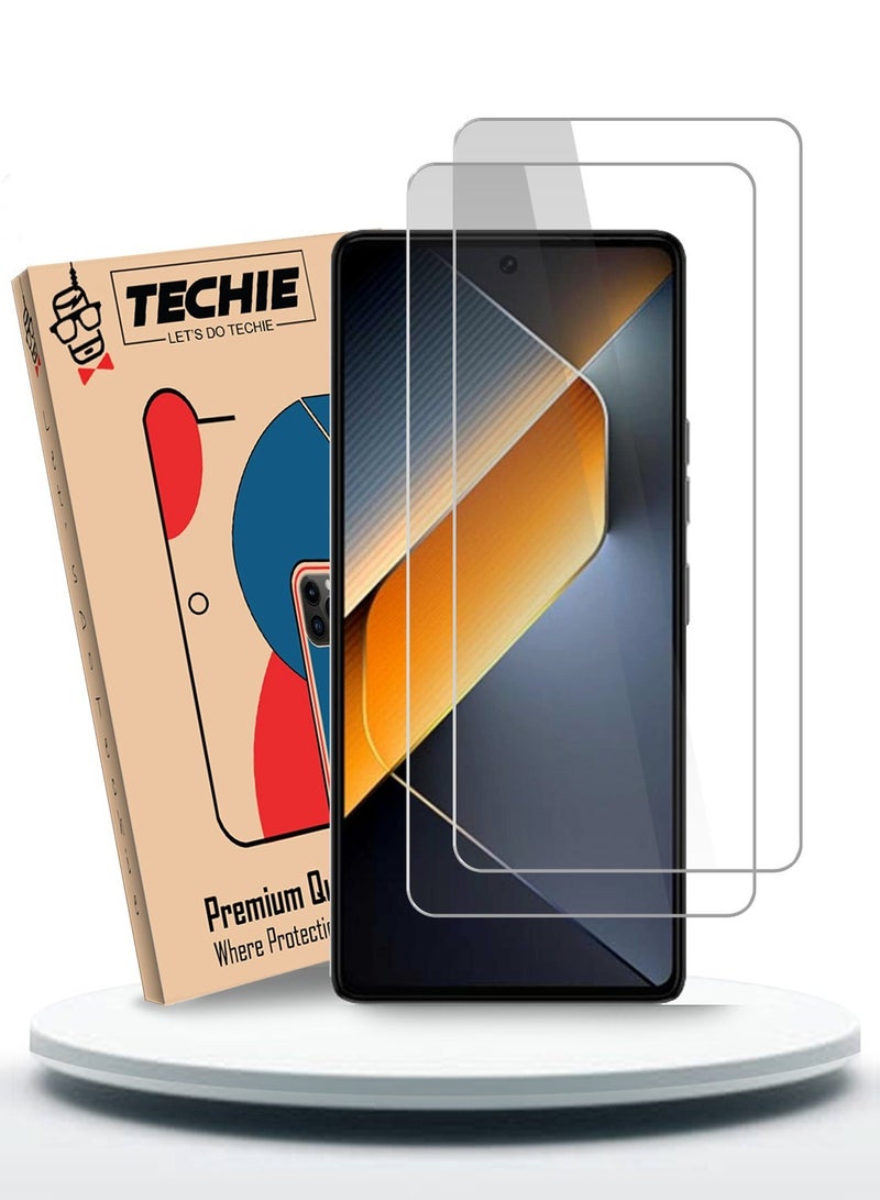 Techie عبوتان من واقي الشاشة الزجاجي عالي الدقة لهاتف Tecno Pova 6 Pro - مضاد للانعكاس ومضاد للفقاعات بدرجة صلابة 9H 0.33 مم وحواف مستديرة وسهلة التركيب - Image 1