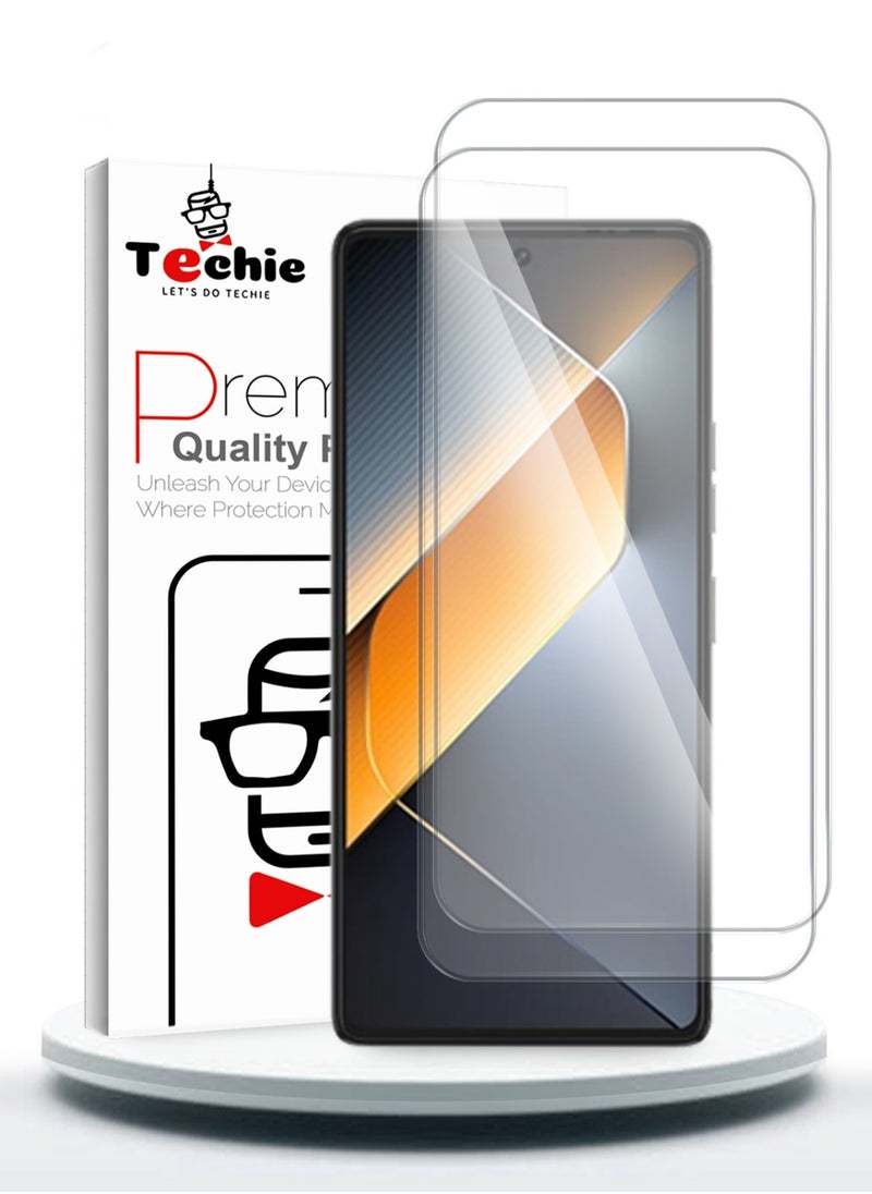 Techie 2 Pack HD Tempered Glass Screen Protector for Tecno Pova 6 Pro - Anti Reflection Anti Bubbles 9H Hardness 0.33 mm Rounded Edges Easy Installation  - Image 1