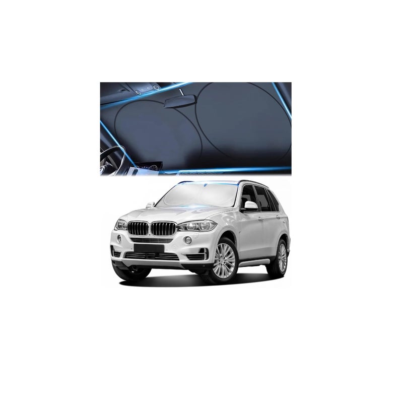 Windshield Sun Shade Reflective Sunshade for Car Windshield with Mirror CutOut Blocks 99 UV Rays Keeps Vehicle Cool Fits Cars Trucks SUVs Vans FadeResistant Medium
