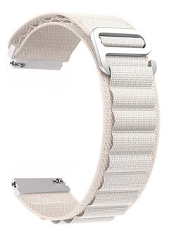 Generic 20mm Stretch Nylon Metal Alpine Loop Woven Strap For Honor Magic Watch 42 Mm - With Titanium G Hook  White  - Image 1