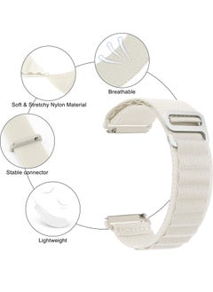 Generic 20mm Stretch Nylon Metal Alpine Loop Woven Strap For Honor Magic Watch 42 Mm - With Titanium G Hook  White  - Image 5
