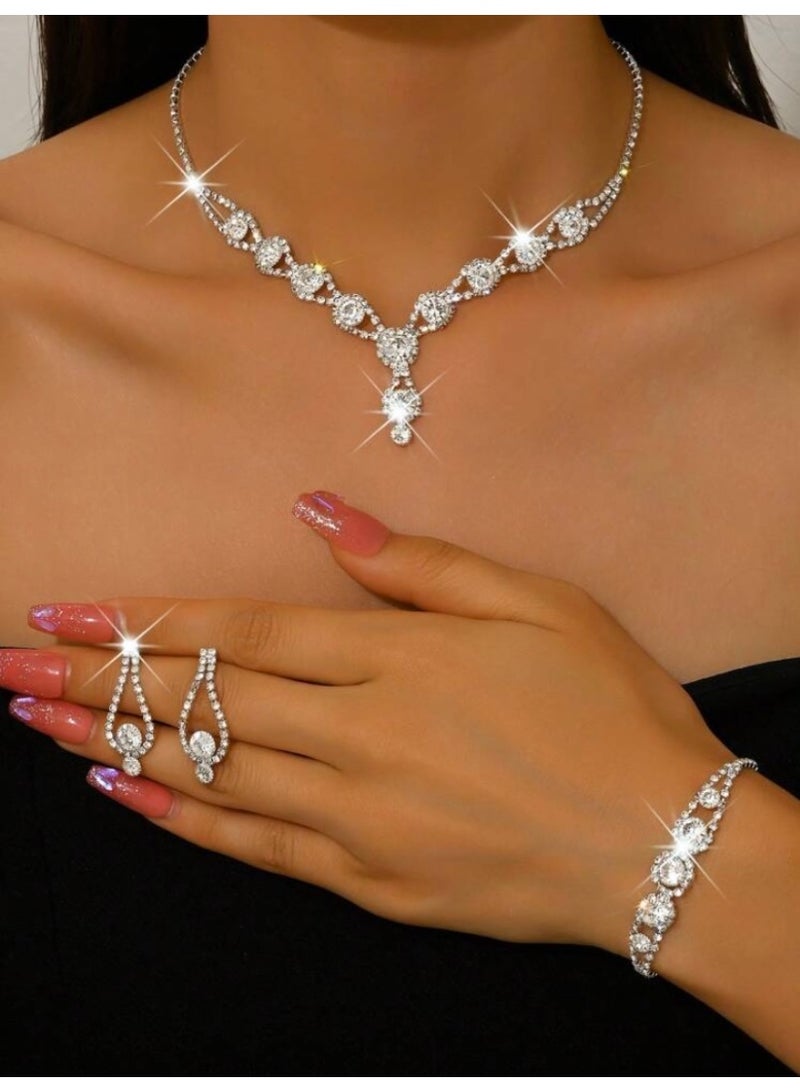 JewelryPalace Amazing Trendy Women's Zirconia Necklace And Earrings And Bracelet  Jewellery Set  - Image 2