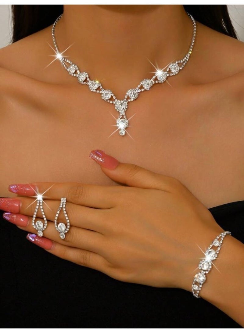 JewelryPalace 3 Pcs Zirconia Jewelry Set For Women, Necklace And Earrings And Bracelet Set, Elegant Occasion Accessories - Image 4