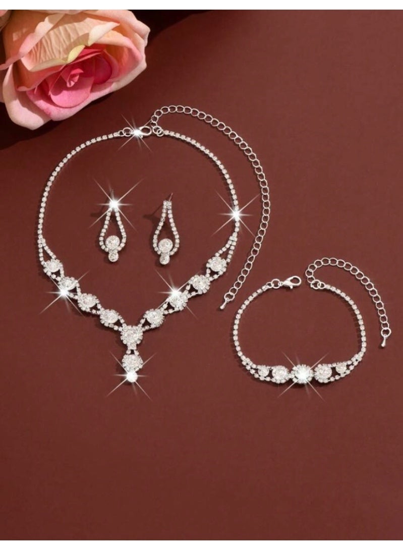 JewelryPalace 3 Pcs Zirconia Jewelry Set For Women, Necklace And Earrings And Bracelet Set, Elegant Occasion Accessories - Image 5