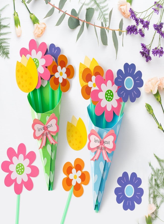 BeYumi Flower Bouquet Craft Kit - 24Pcs Mother's Day Flower Bouquet Craft in Two Colors for Kids Make Your Own Bunch of Flowers Teacher Appreciation Week DIY Gift School Classroom Home Fun Activities - Image 4