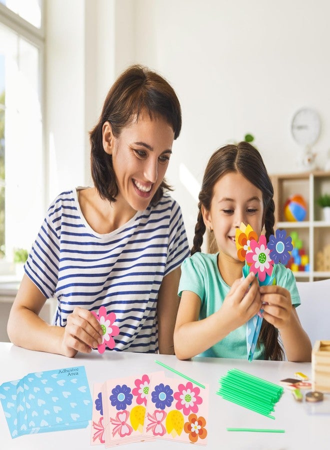 BeYumi Flower Bouquet Craft Kit - 24Pcs Mother's Day Flower Bouquet Craft in Two Colors for Kids Make Your Own Bunch of Flowers Teacher Appreciation Week DIY Gift School Classroom Home Fun Activities - Image 5
