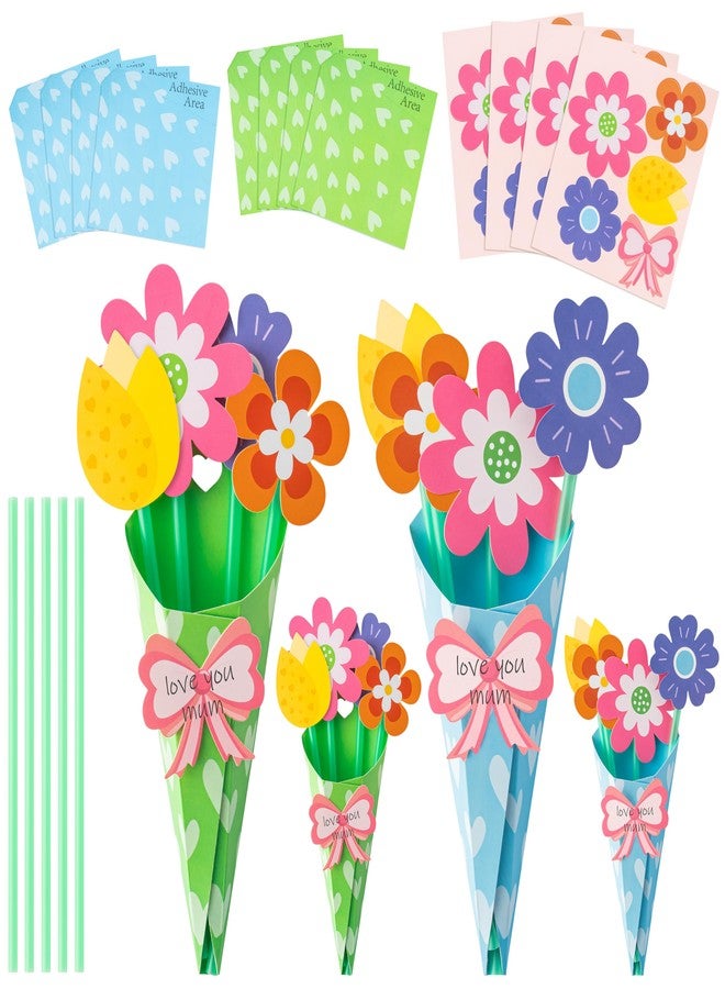 BeYumi Flower Bouquet Craft Kit - 24Pcs Mother's Day Flower Bouquet Craft in Two Colors for Kids Make Your Own Bunch of Flowers Teacher Appreciation Week DIY Gift School Classroom Home Fun Activities - Image 1