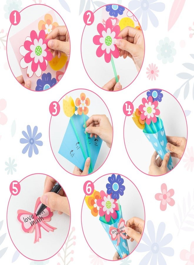 BeYumi Flower Bouquet Craft Kit - 24Pcs Mother's Day Flower Bouquet Craft in Two Colors for Kids Make Your Own Bunch of Flowers Teacher Appreciation Week DIY Gift School Classroom Home Fun Activities - Image 3