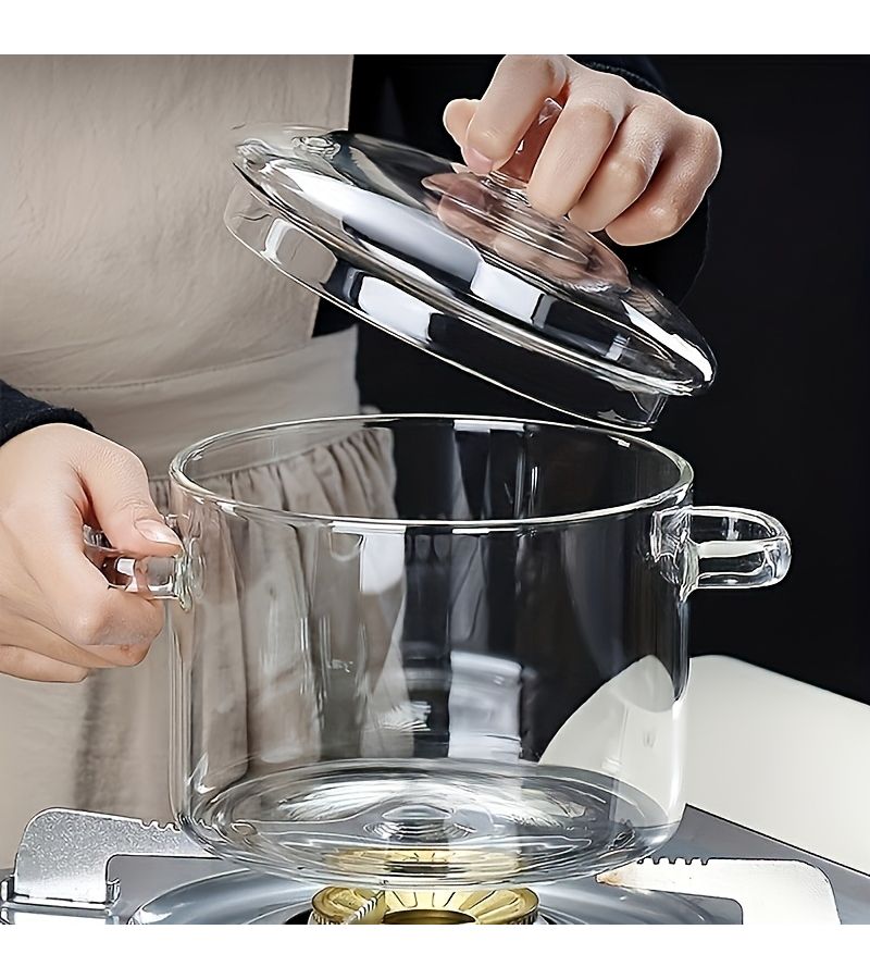 1 قطعة غطاء قدر الطبخ المقاوم للحرارة من الزجاج، متين وسهل التنظيف ومتعدد الاستخدامات - Image 1
