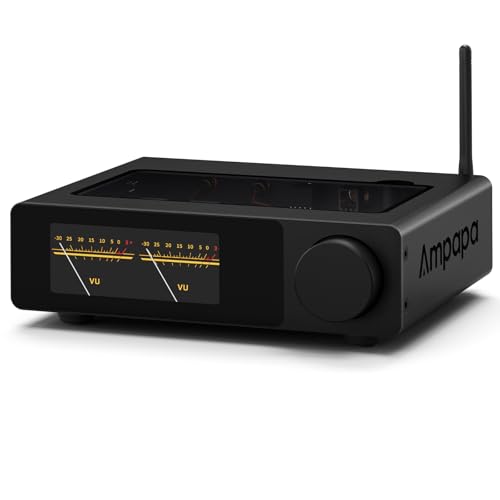 Ampapa 2 Channel Bluetooth Amp: HiFi 300W x2 Stereo Amplifier with BT 5.2 | HPF | Digital VU Meter | SUB Pre-Out | TRS Balanced Input | Tone Control & Remote for Home Theater Bookshelf Speakers (D1) - Image 1