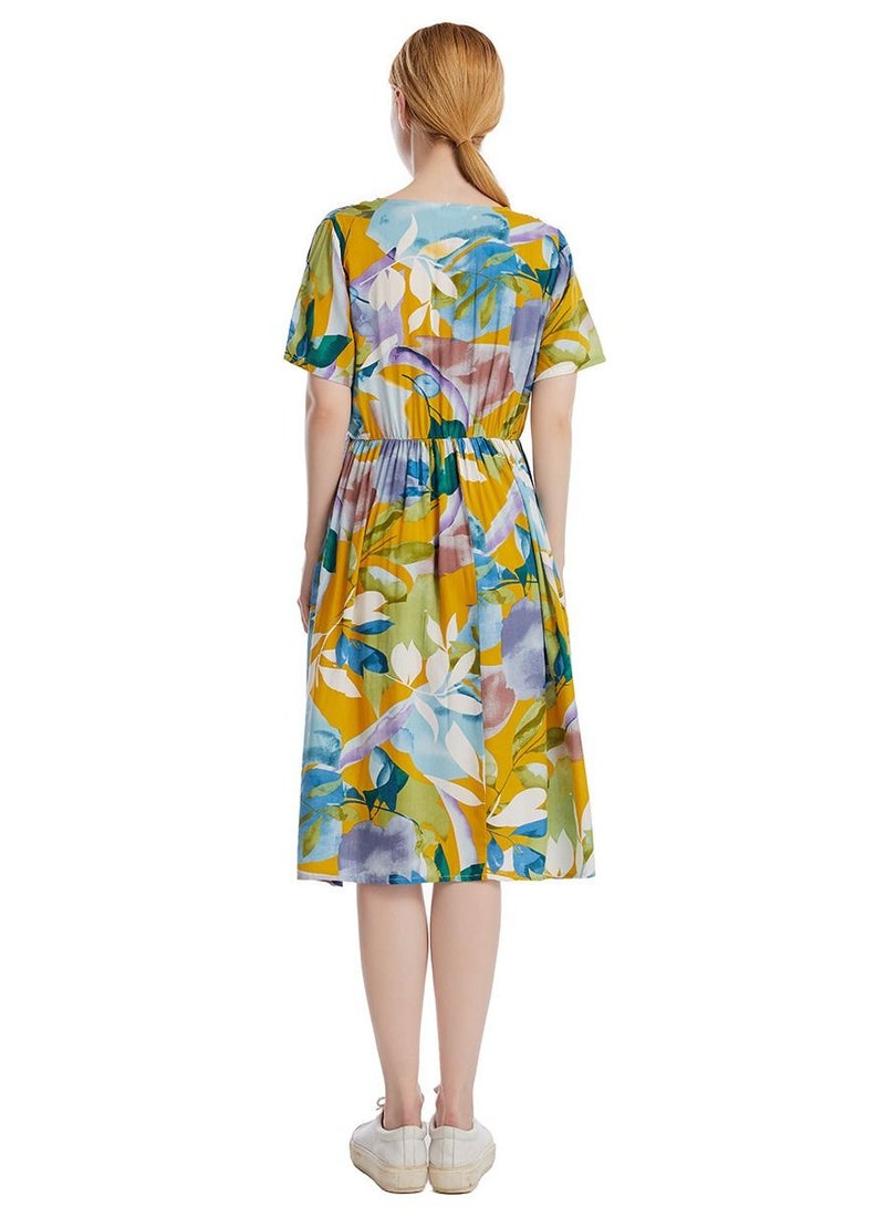 Loquat Maternity Floral Print Dress Multicolor  - Image 3