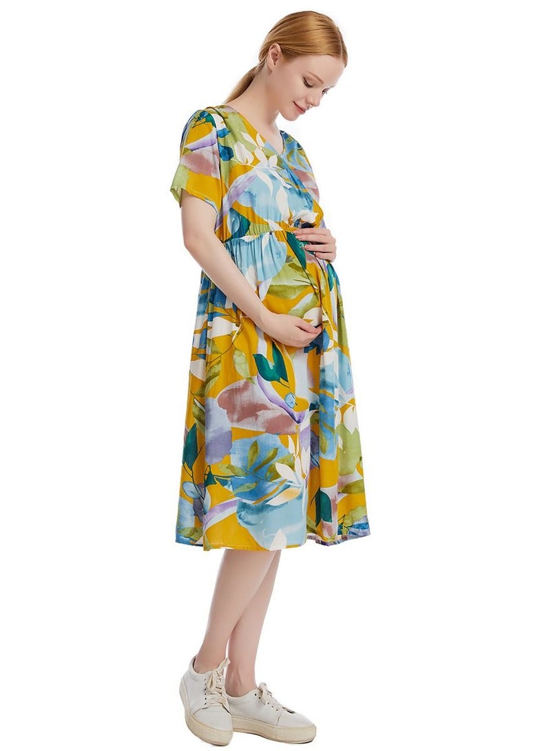 Loquat Maternity Floral Print Dress Multicolor  - Image 2